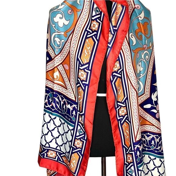 Womens Vibrant Multicolor Shawl Geometric Knit Scarf 34” x 72” - Picture 2 of 8